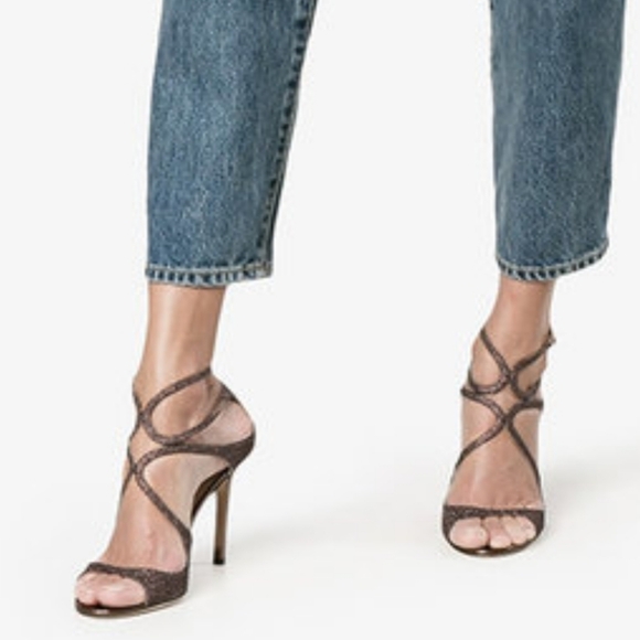 Jimmy Choo Bronze Paloma Lang 110 Glitter Sandals Size 10 - Picture 14 of 15